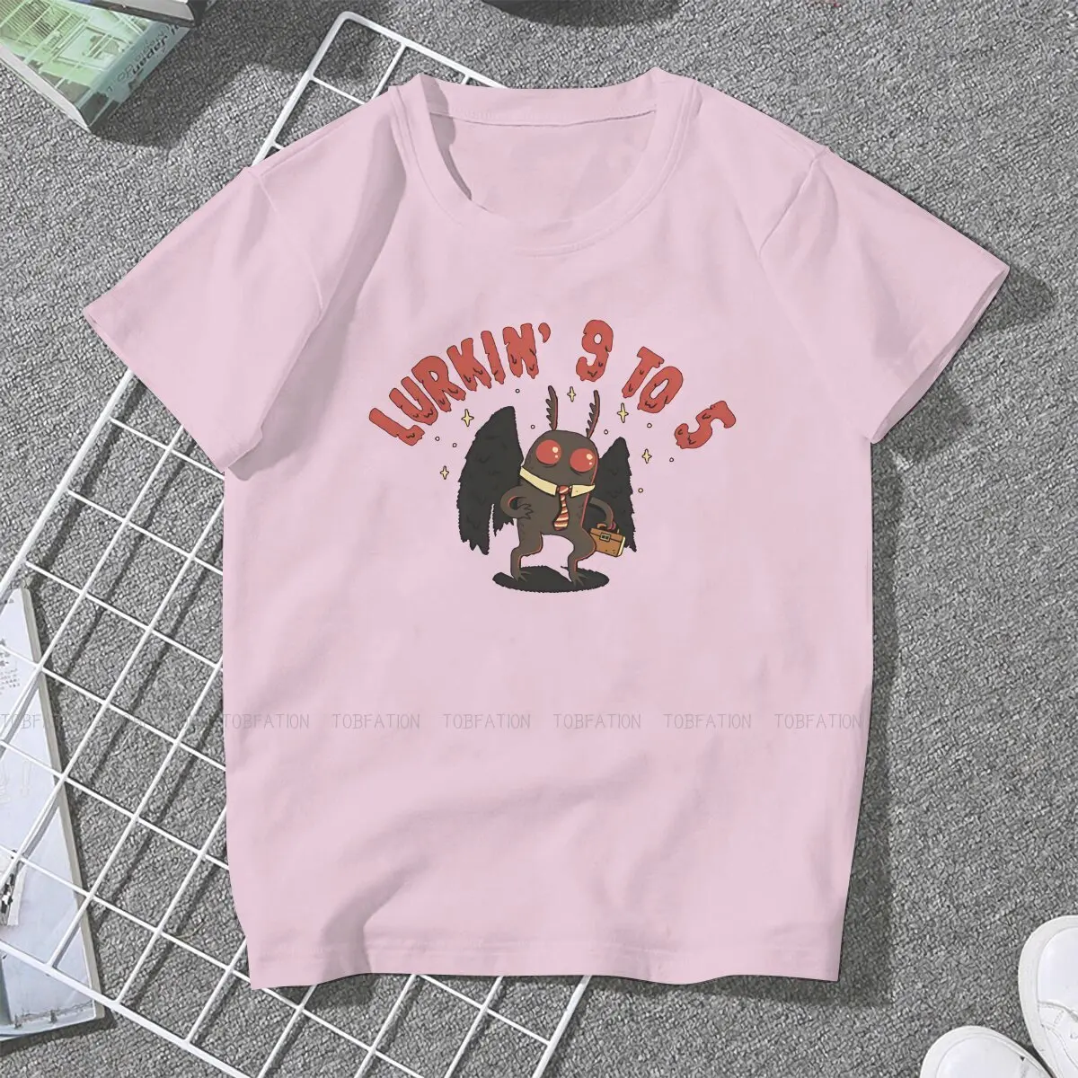 Mothman Humanoid Creatures Women T Shirt Mothman's Day Job Essential Female Tops Harajuku Kawaii Tees Ladies 5XL Cotton Tshirt