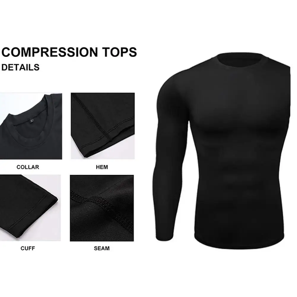 One Arm Long Sleeves T-Shirts Men Base Layer Basketball Sports Tight Compression Gym Fitness Jogger Running Outdoor Clothes