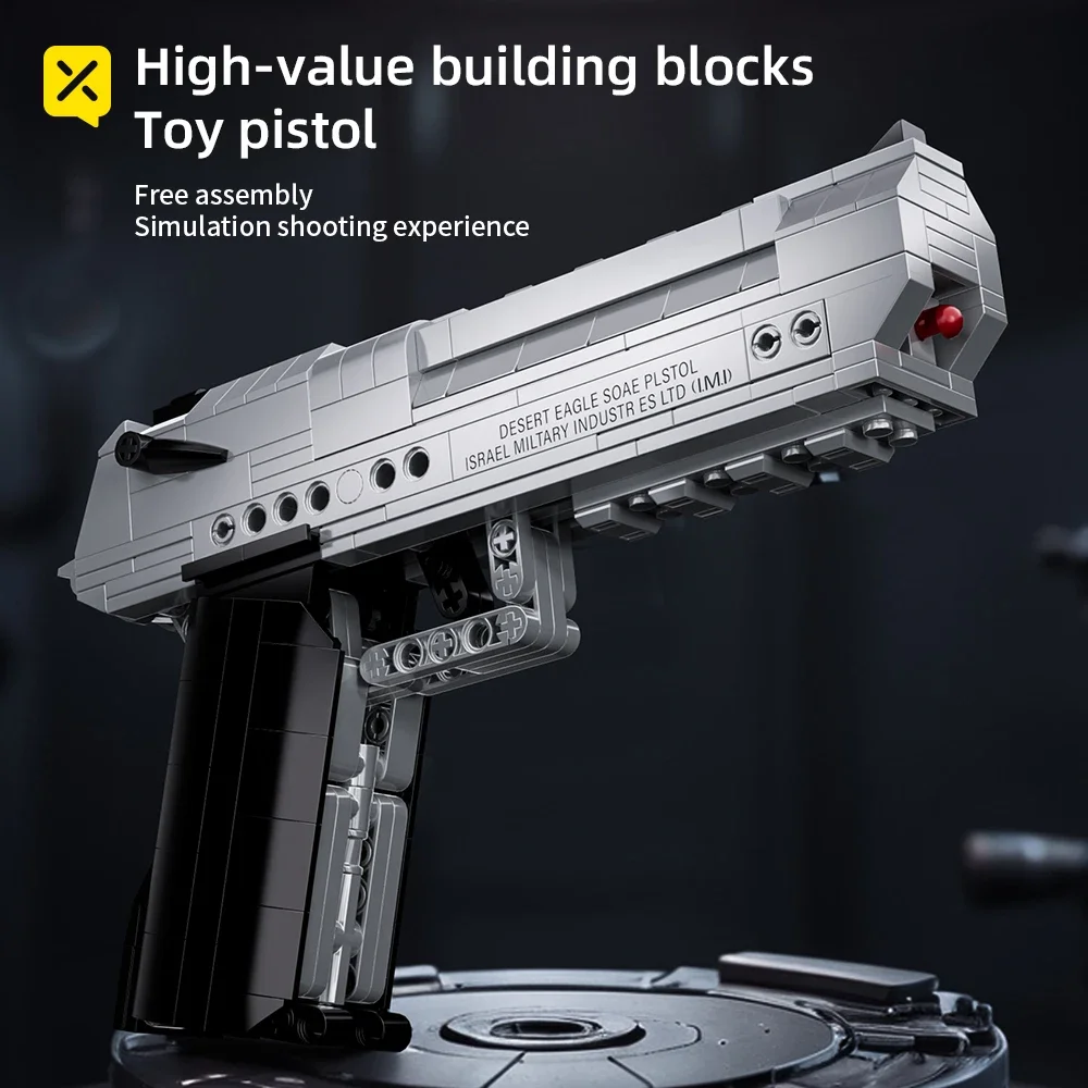 

375PCS Gun Building Block Set, Pistol Shootable Military Building Toy as Halloween Present for Children and Adults.