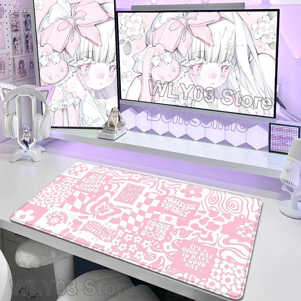 

XXL Pink Desk Accessories Topographic Mouse Pad Flower Butterfly Mousepad Office PC Deskmat Gamer Deskmat Gaming Desktop Decort