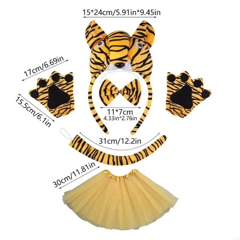 1/3/4/5 TIGRE EARS BANDBAND, BOWTIE, TAIL, FACE STICKERS ĐỘ