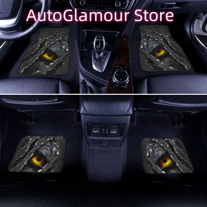 Wolf Eyes Car Floor Mats Custom Wild Animal Car Accessories 4PCs Pack