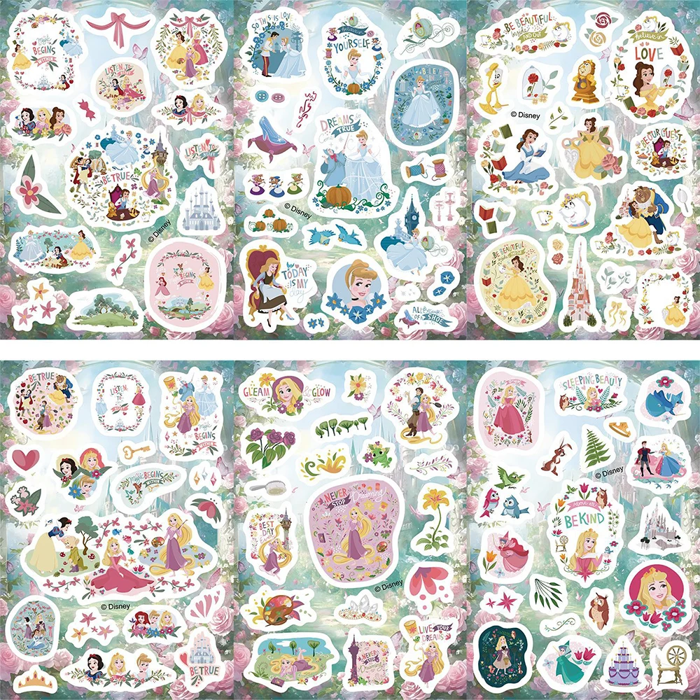 

8/16sheets Cute Snow White Little Mermaid Cartoon Stickers Disney Princess Decals for Laptop Suitcase Guitar Waterproof Sticker