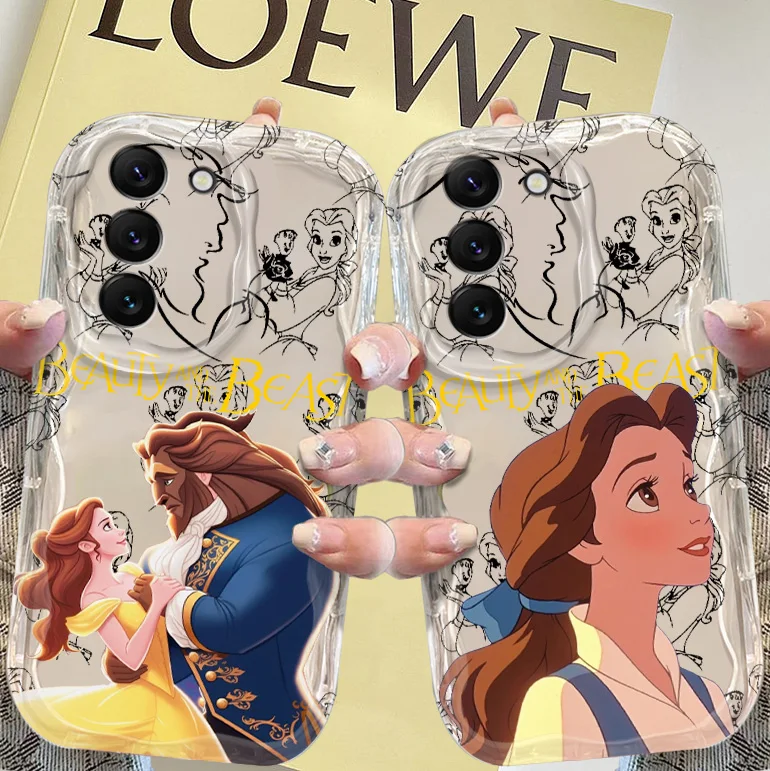 Beauty and the Beast Cream Phone Case For Samsung A 73 72 55 54 53 52 51 50 35 34 33 32 31 30 25 24 S Funda Shell Soft Cover