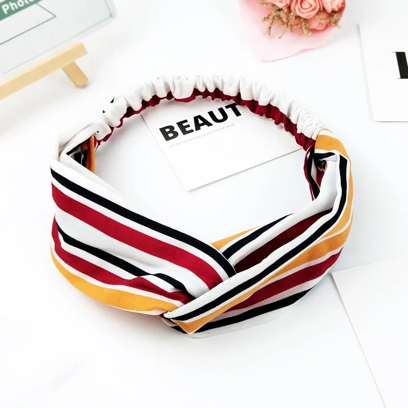 Scrunchies Woman Knotted Turban Hair Accessories for Girls Headband Turban Elastic Hairband Head Wrap Striped  Hair Scrunchies