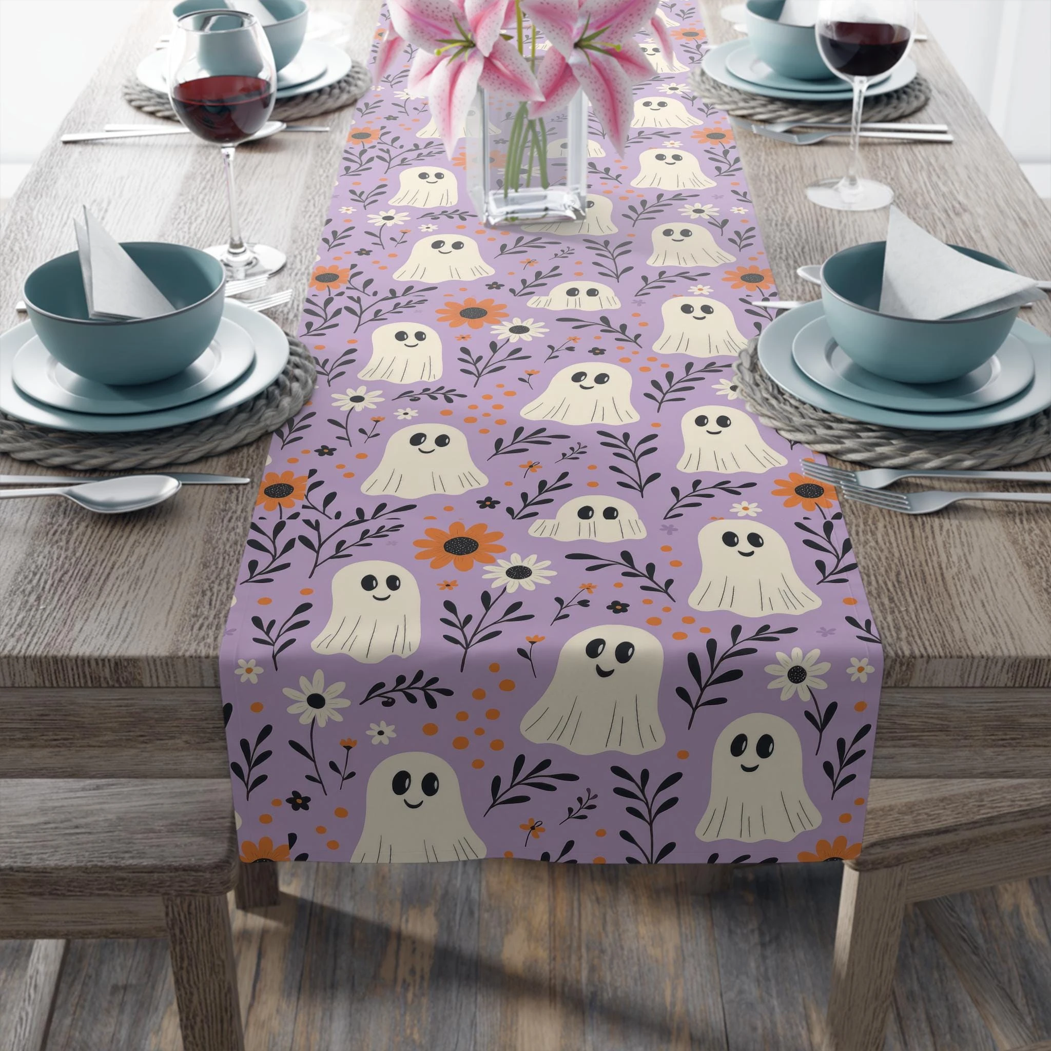 Halloween Long Table Runner Bohemian style Placemats Table Runner Fall Table Mat for Party Kitchen Dining Table Kitchen Island