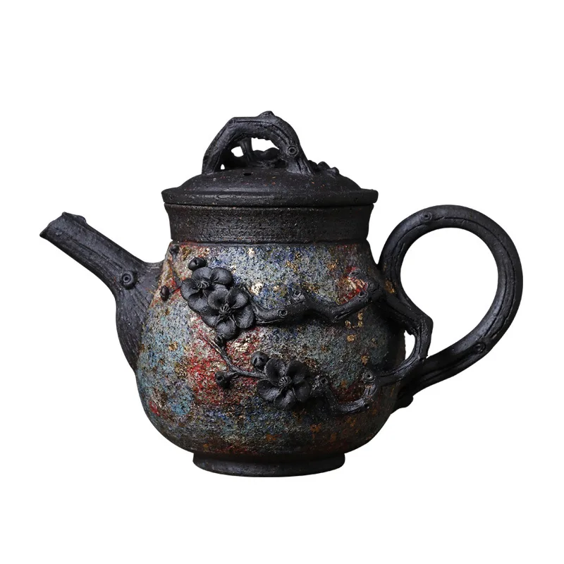 Pure handmade plum blossom teapot cup coarse pottery firewood single pot Japanese style