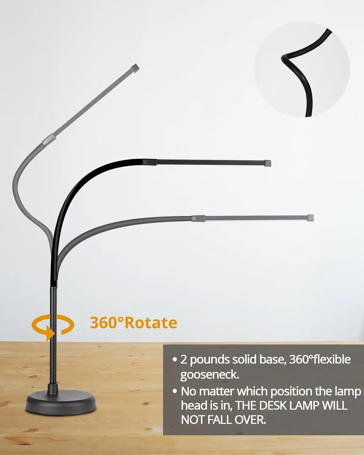 Imagem -06 - Loopitys-led Swing Braço Arquiteto Task Lamp Desk Lamp com Longo Gooseneck Flexível Modos de Cor Adaptador Usb