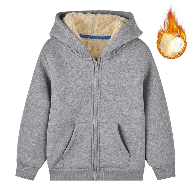 

Boys Winter Hoodies Fleece Thicken Warm Zipper Sweatshirt for Girls Casual Unisex Kids Sports Outerwear 2 To 13 Years Teen Tops