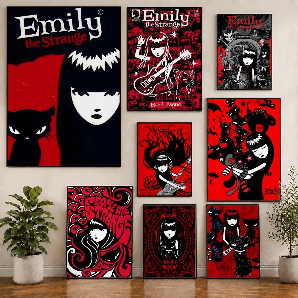 Maskottchen Emily the Strange Modeposter PVC HD Selbstklebend Modernes Poster Wanddekoration für Zuhause, Büro, Wohnzimmer, Esszimmer