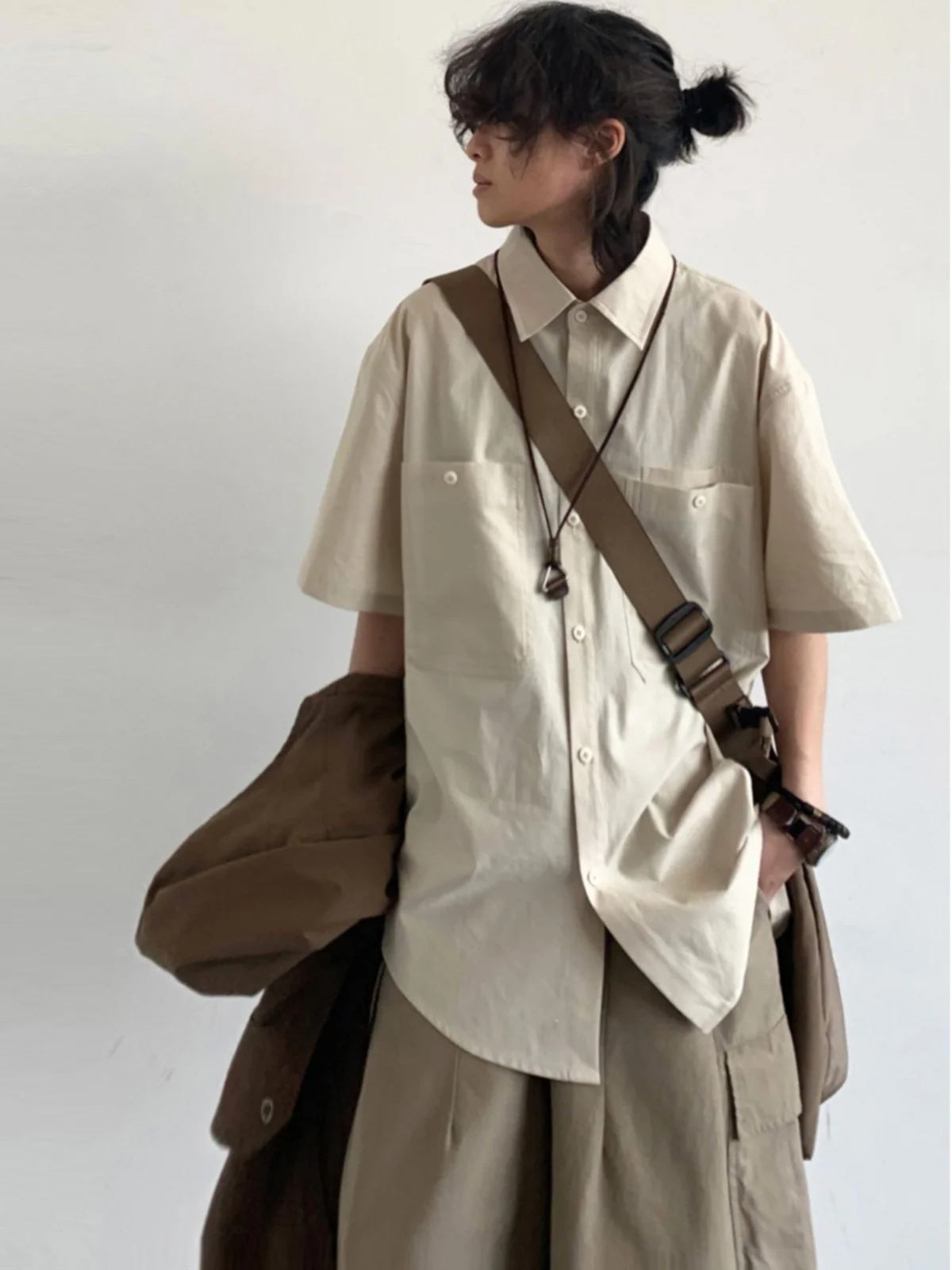 

y Летняя базовая спецодежда в стиле ретро ort Sve irt Свободная повседневная верхняя одежда ex Faion Молодежная заводская тонкая хлопковая одежда irt