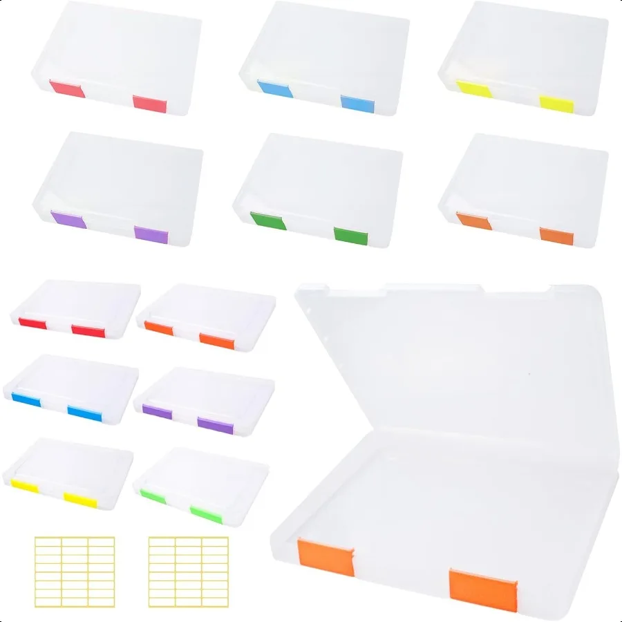 

12 Pcs Clear A4 A5 File Box Document Plastic Storage Box with 48 Labels File Holder Organizer Paper Plastic Case Magazine Prote