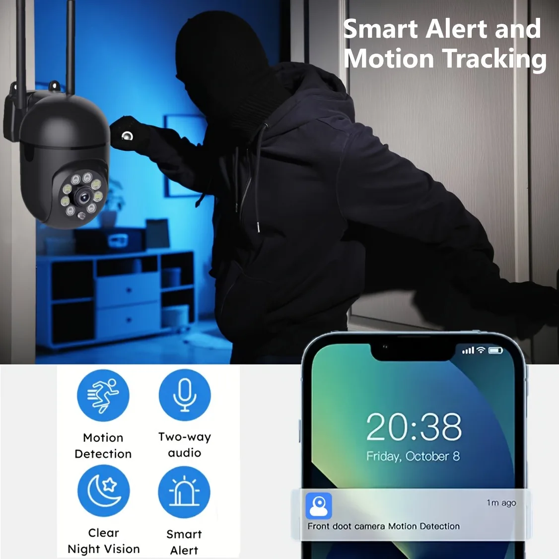 Ease Life App 2PCS Two-color  WiFi Surveillance Camera Color Night Vision Motion Tracking Indoor Outdoor Security Monitor Camera