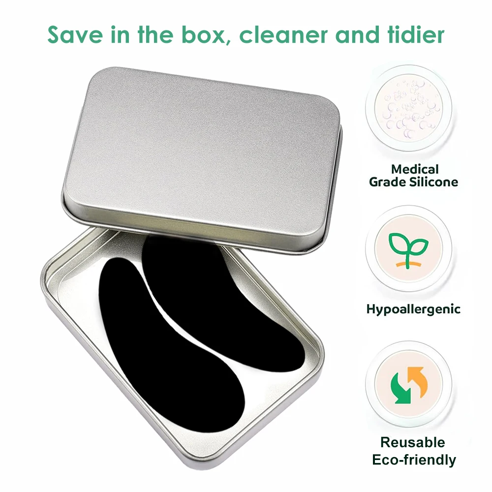 3 Pary Silikonowych Podkładek Pod Oczy Wielokrotnego Użytku z Pudełkiem, Paski do Liftingu Rzęs, Hydrożelowe Plasterki do Przedłużania Rzęs, Żelowe Plasterki Pod Oczy, Narzędzia do Makijażu