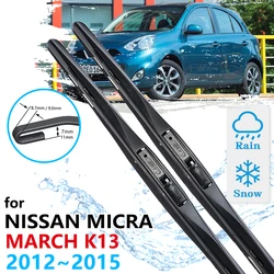 Car Front Wiper Blades For Nissan Micra March K13 2012 2013 2014 2015 Cleaning Windscreen Windshield Windows Brushes Accessories