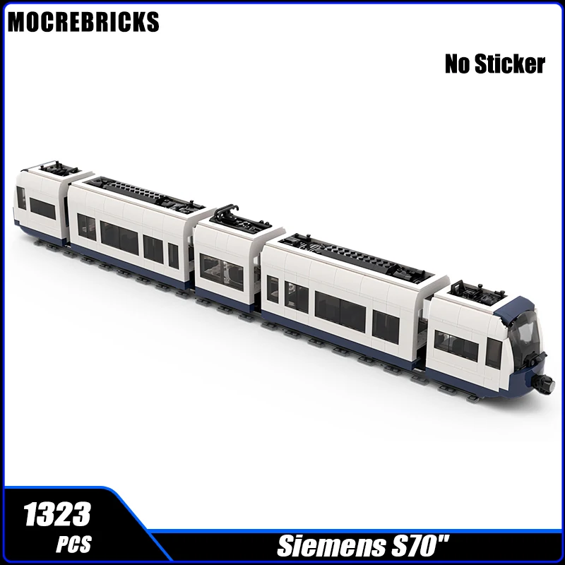 Modern Urban Tram S70 Light Rail Locomotive Railway Carriage Train MOC Building Blocks Assembly Model Kid's DIY Bricks Toys Gift