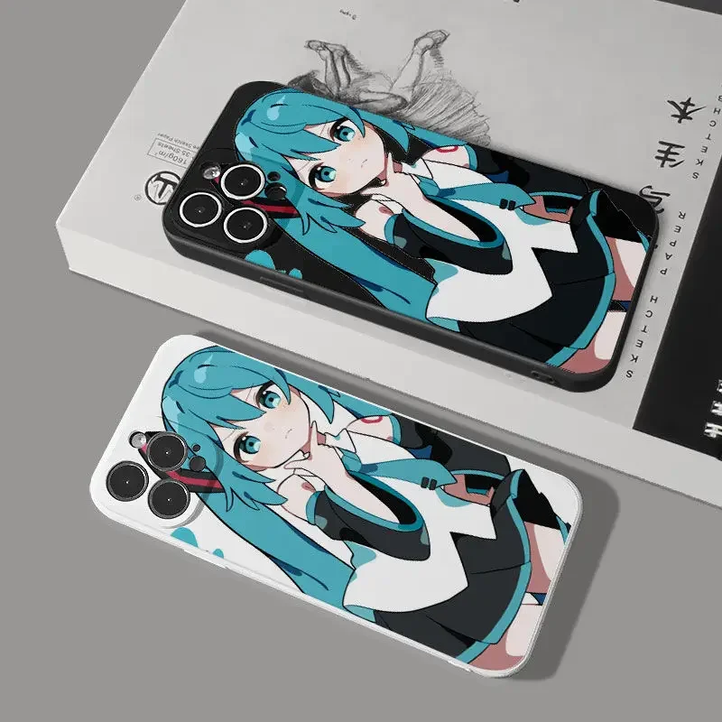 Hatsune ميكو Kawaii الهاتف حالات آيفون 14 برو ماكس 13 12 11 XR X XS ماكس 7 8 زائد سيليكون حالات أنيمي لطيف الهاتف الغطاء الخلفي