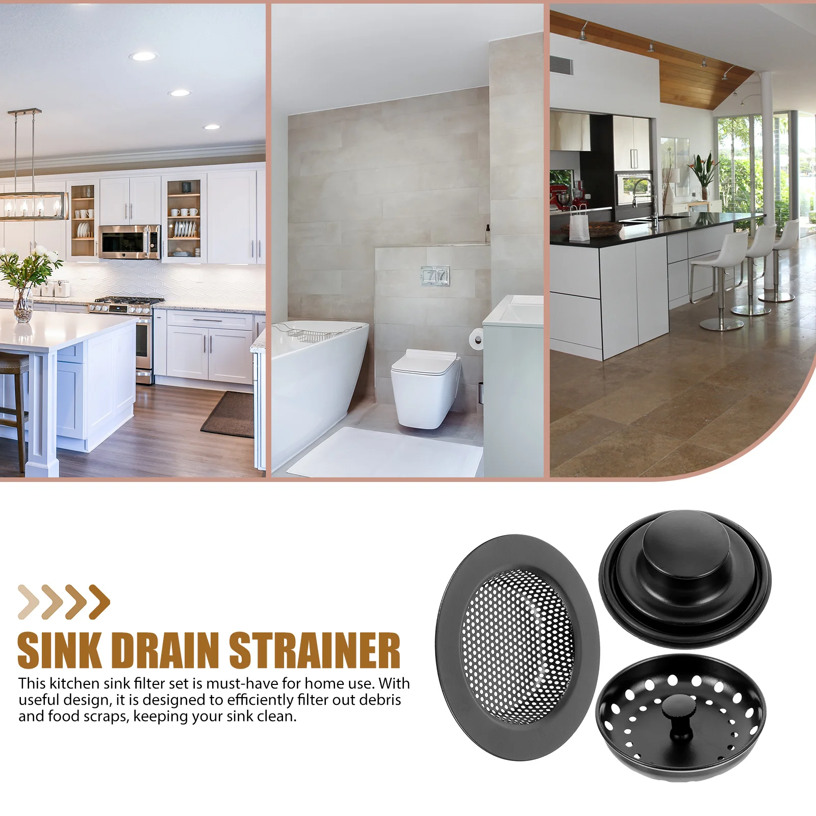 

Sink Drain Filter Strainer Basket Stainless Steel Kitchen Sink Plugs Garbage Disposal Durable Material Anti Clogging Design Easy