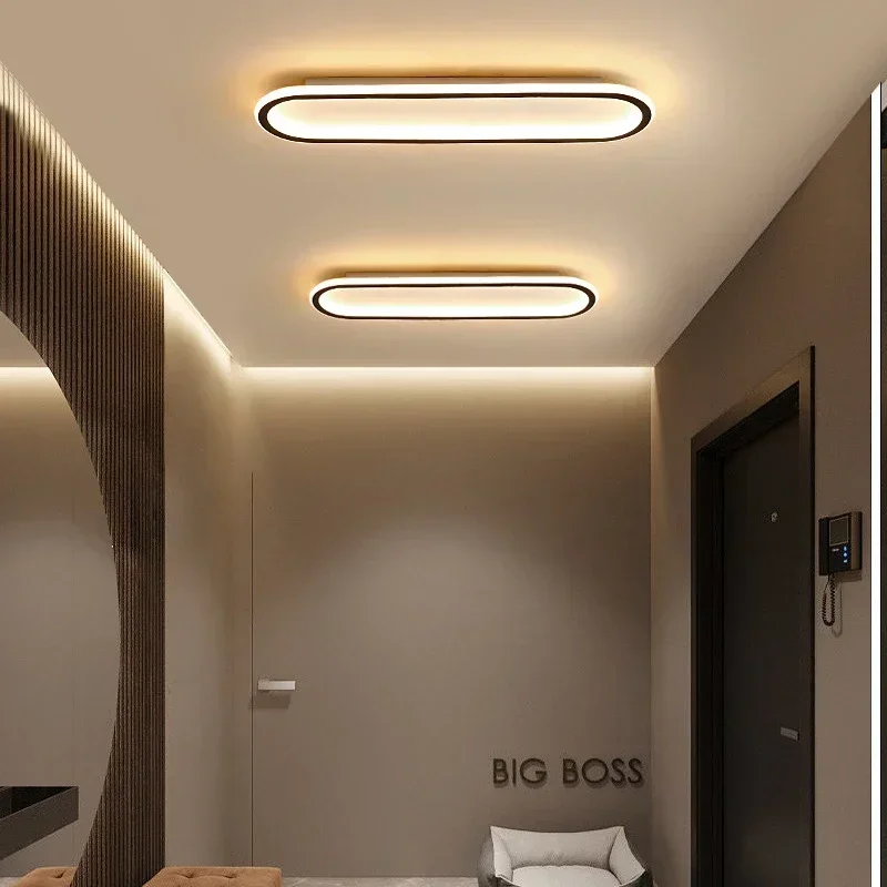 LED Modern Ceiling Light Oval Black Aisle 40/60/80cm Ceiling Light For Bedroom Porch Living Room LED Indoor Lamps and Lighting