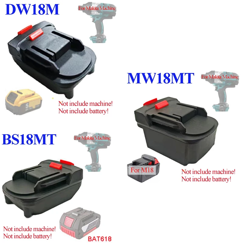 

For Makita 18V Power Tool Adapter Converter BS18MT DW18MT MW18MT For Bosch For Milwaukee For M18 For DeWALT Lithium Ion Battery