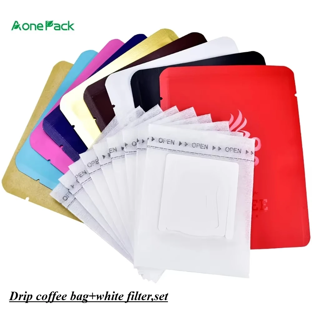 Hot Selling Matte Black Moisture Proof 3 Side Sealing Bag Drip Coffee Packaging Bags Custom Digital Printed Packaging