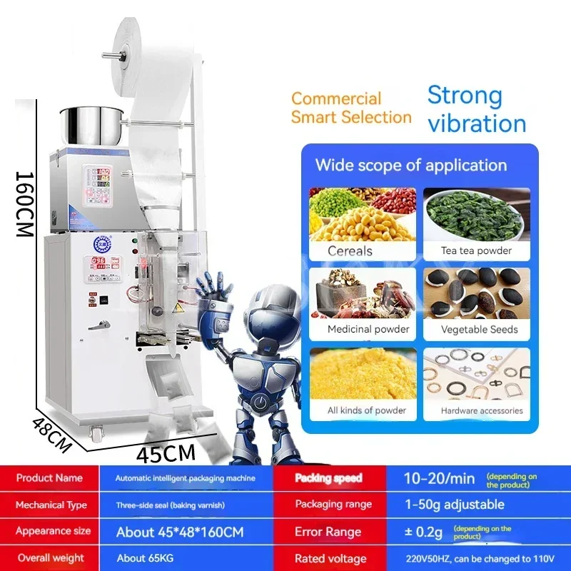 110v/220v/1 —— 50g Dosagem automática e máquina de embalagem de saquinhos de chá Máquina de pesagem automática enchimento de pó