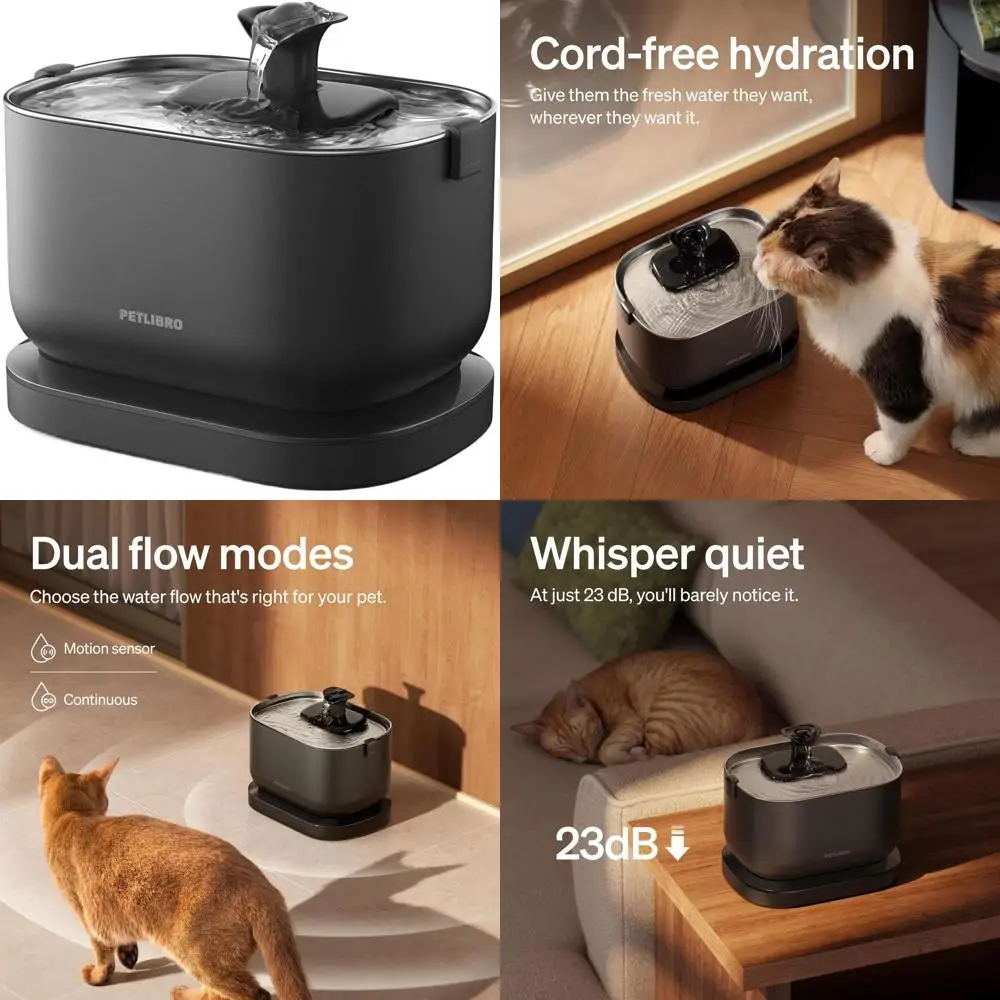 

Фонтанчик для воды для животных из нержавеющей стали с питанием от батареек, объем 2,5 л, для кошек, легко чистится, без BPA