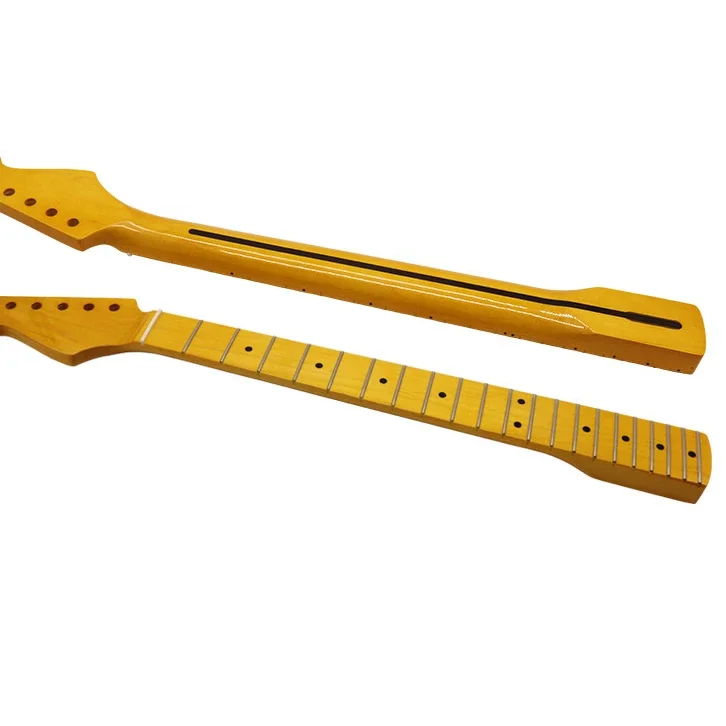 Electric Guitar ST Neck 6 Strings 21 Frets Left Hand Neck Maple Yellowish Bright Guitar Handle DIY Modified Handle