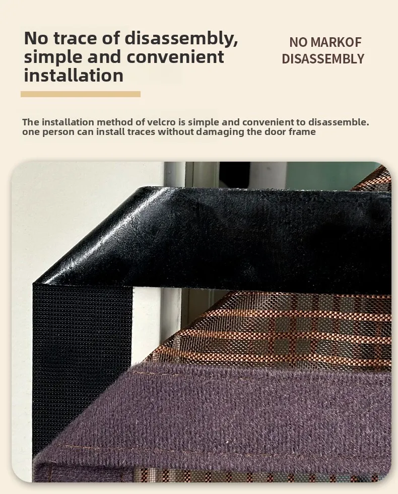 ستارة باب جانبية مفتوحة مضادة للبعوض ستارة شاشة ذاتية التحضير نافذة شاشة تشفير مغناطيسية نافذة فيلكرو غير تثقيب #5