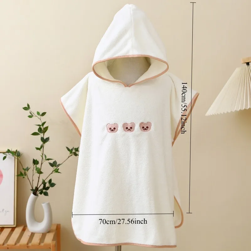 

Милый детский халат-пончо с вышивкой медведя из кораллового флиса, впитывающий, уютный, для купания и ежедневного вытирания, комфортный для малышей