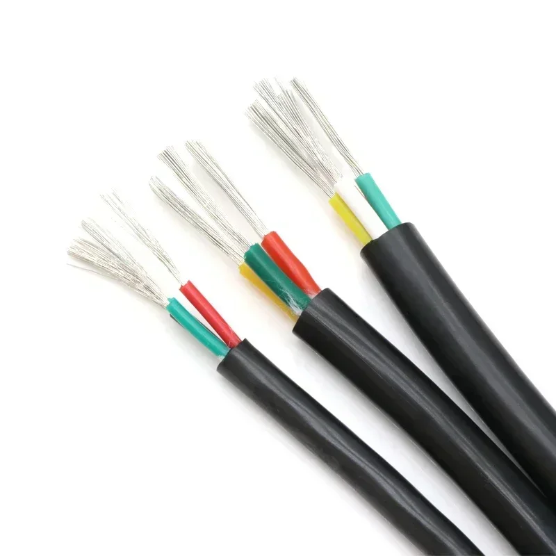 Black Square 0.3mm ~ Square 6mm Multicore soft Silicone wire 2 3 4 6Cores Heat resistant Tinned Copper cable Electrico wire