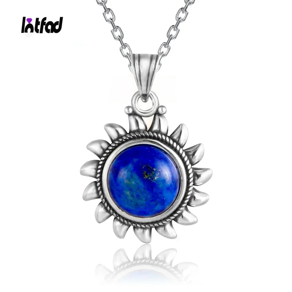 925 Sterling Silver Necklace Natural Lapis Lazuli Pendants Necklace for Women Wedding Anniversary Party Gifts Jewelry