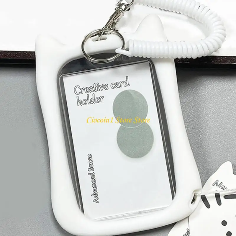 A3PC Card Holders Cats Ear Card Sleeve Clear Bus Card Holders Lovely Photocard Holders