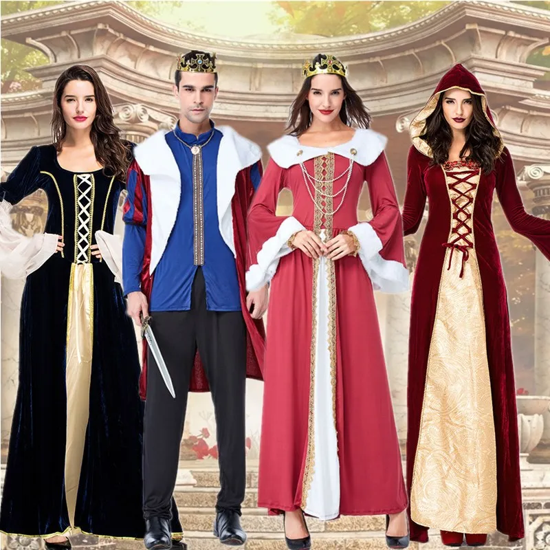 

Medieval Court Costume Long Retro Dress Queen King Queen Halloween Performance Clothes Stage Performance Hanfu Women's Clothing
