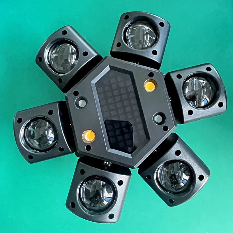 80 واط RGB LED شعاع تتحرك رئيس ضوء صغير ستة الذراع المرحلة الدورية تأثير أضواء تحكم عن بعد DJ ديسكو مصباح الحفلات #6