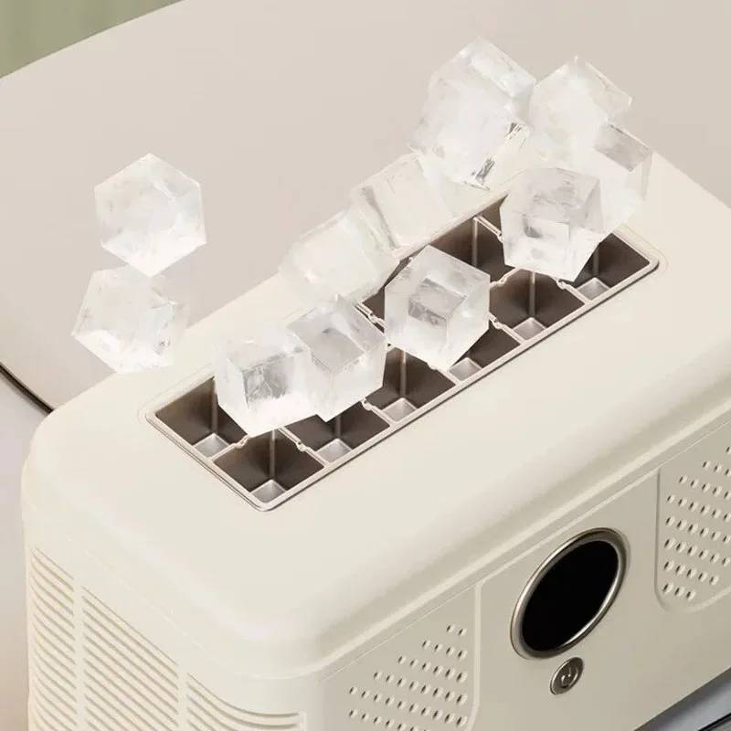 Retro Countertop Ice Maker Machine Automatic Square Ice Cube Maker Portable Mini Ice Machine for Home Office
