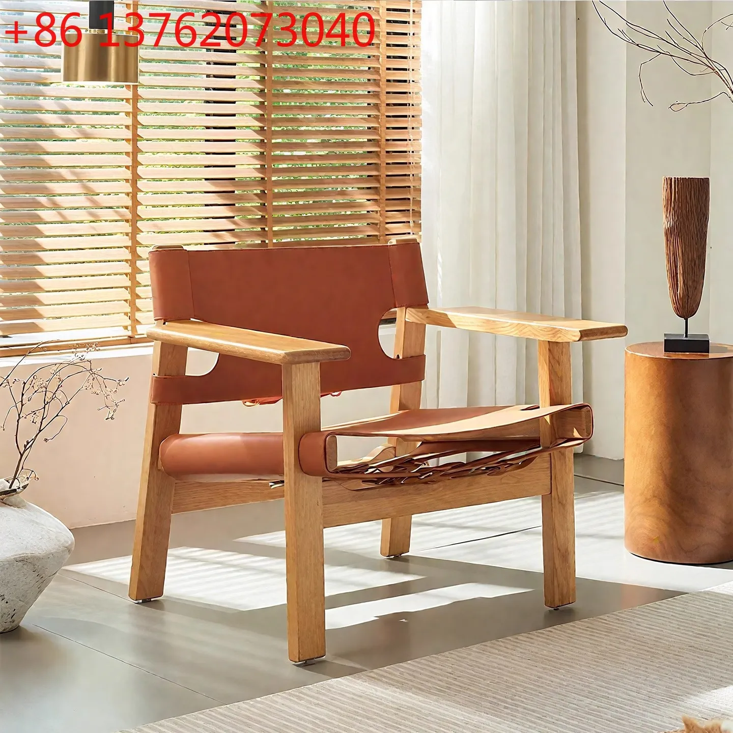 

Дизайнерское испанское кресло для гостиной/балкона, одноместное, повседневное, из седельной кожи