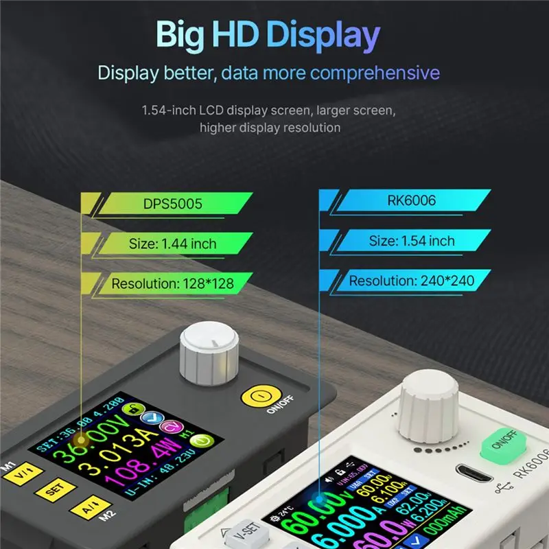 (DT37) RK6006-BT Digital Control Power Supply Buck Converter 60V 6A 4 Digit COMM Adjustable DC to DC Step Down Voltage Bench