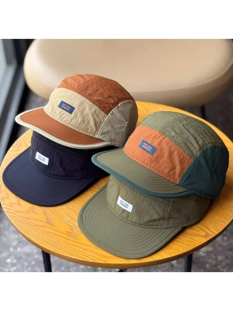 AliExpress NONE Quick-drying Breathable Color Matching Flat-brimmed 5-Panel Hat Men Women Outdoor Sunshade Cycling Board Summer Baseball Cap