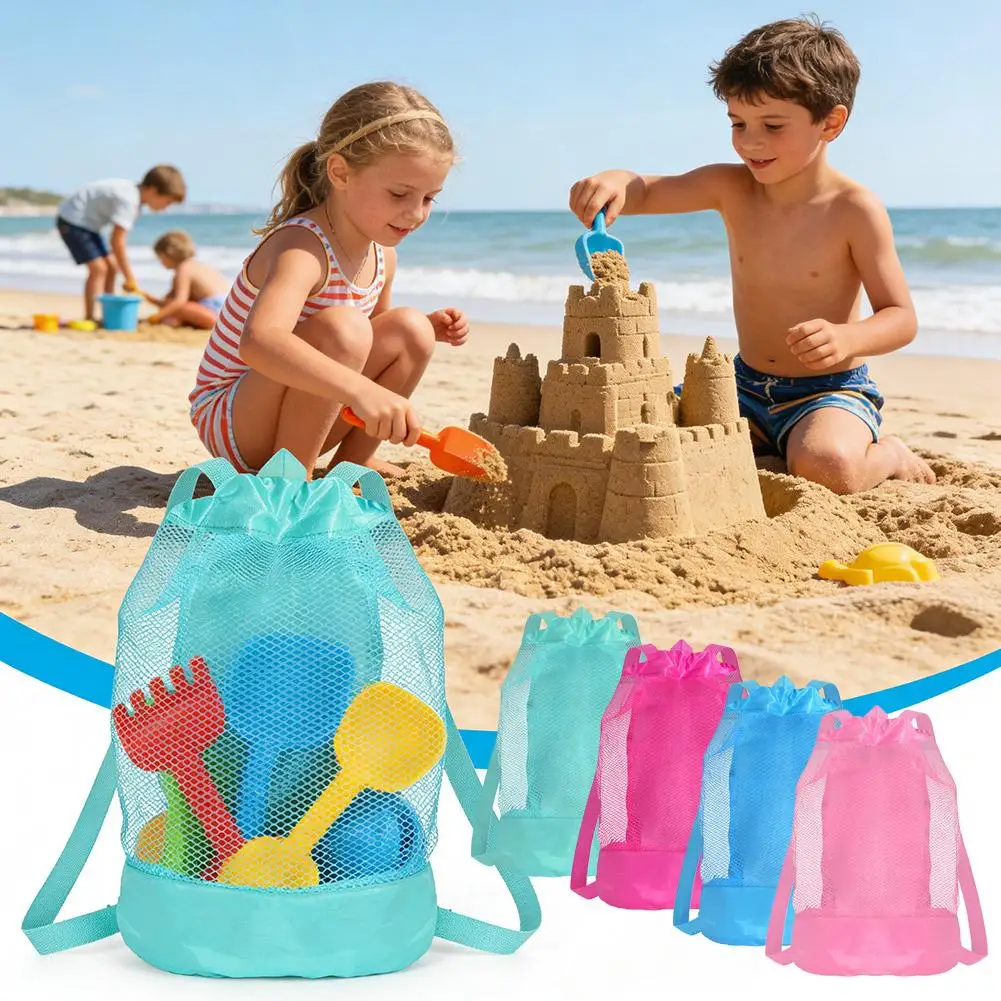 

1pc Extra-Large Sand-Resistant Drawstring Beach Backpack - Kids Pool Toys Storage Bag for Shell Collecting, Travel & Fitness