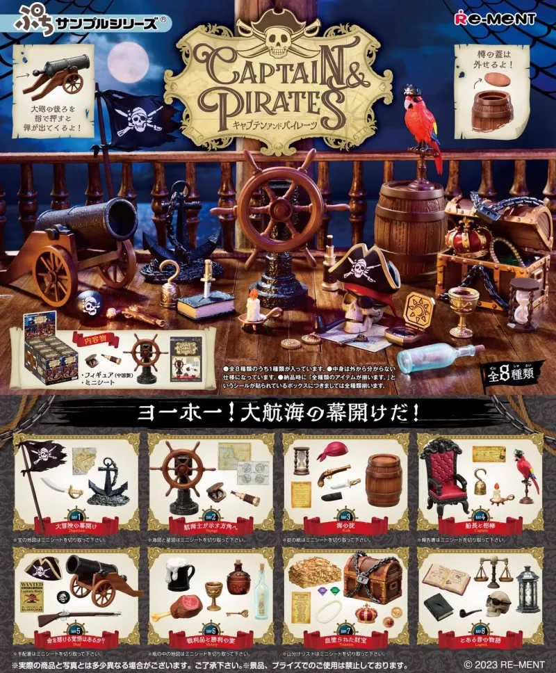 

Re-Ment Original 8Pcs CAPTAIN & PIRATES Figure Toys For Kids Gift Collectible Model Ornaments