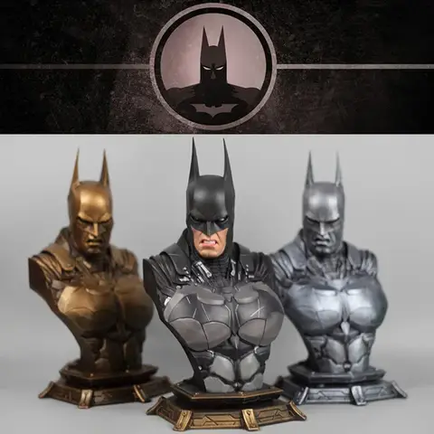 Batman Arkham Knight Batman Action Figures P1s Busto Scultura Testa sostituibile Imitazione statua in rame Modello Decorazioni per la casa Regalo