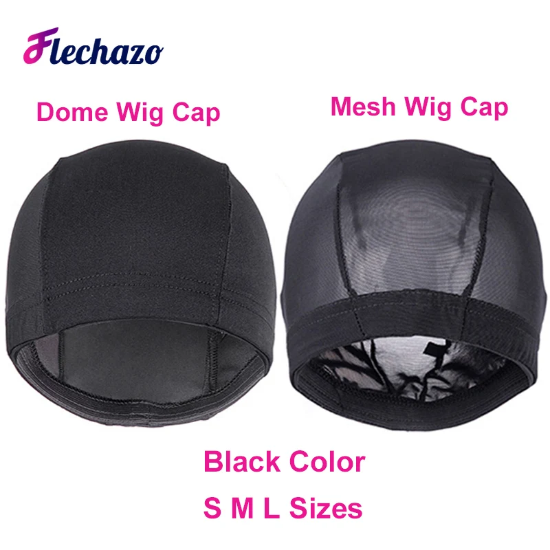 Elastic Mesh Wig Caps para mulheres, Spandex Dome Wig Cap, Weave Cap, cabeças pequenas e grandes, preto, 21 in, 23 in, 25in, 10 pçs/lote