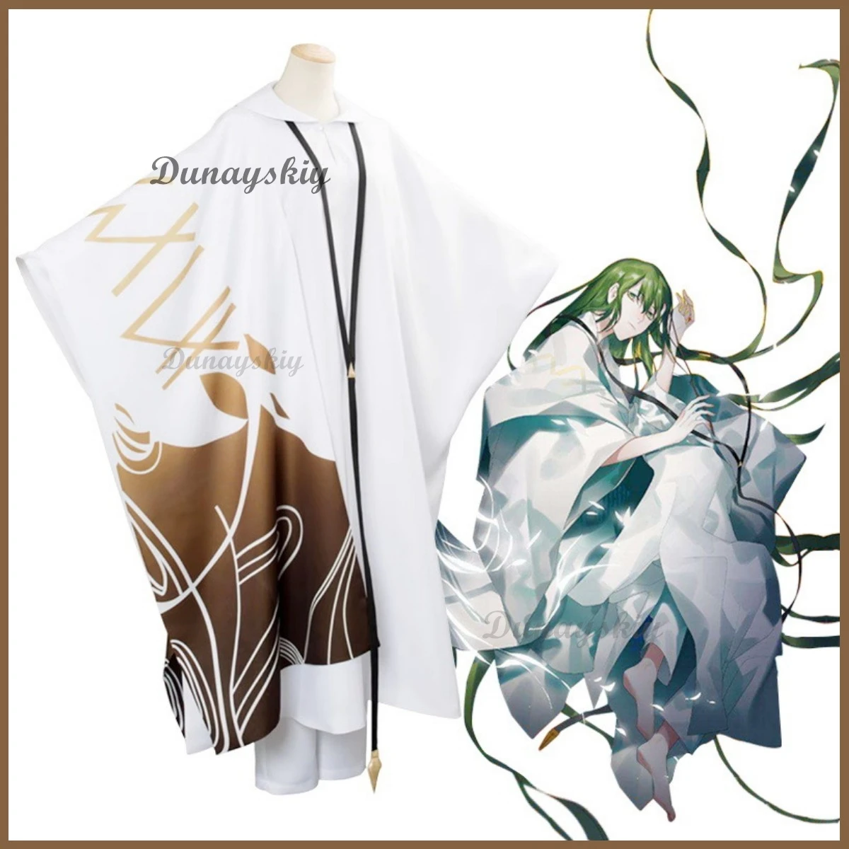 Disfraz de Anime Game Fate/strange Fake-murros of Dawn- Enkidu, peluca, capa blanca, uniforme para hombre y mujer, traje de baile de Mascarada