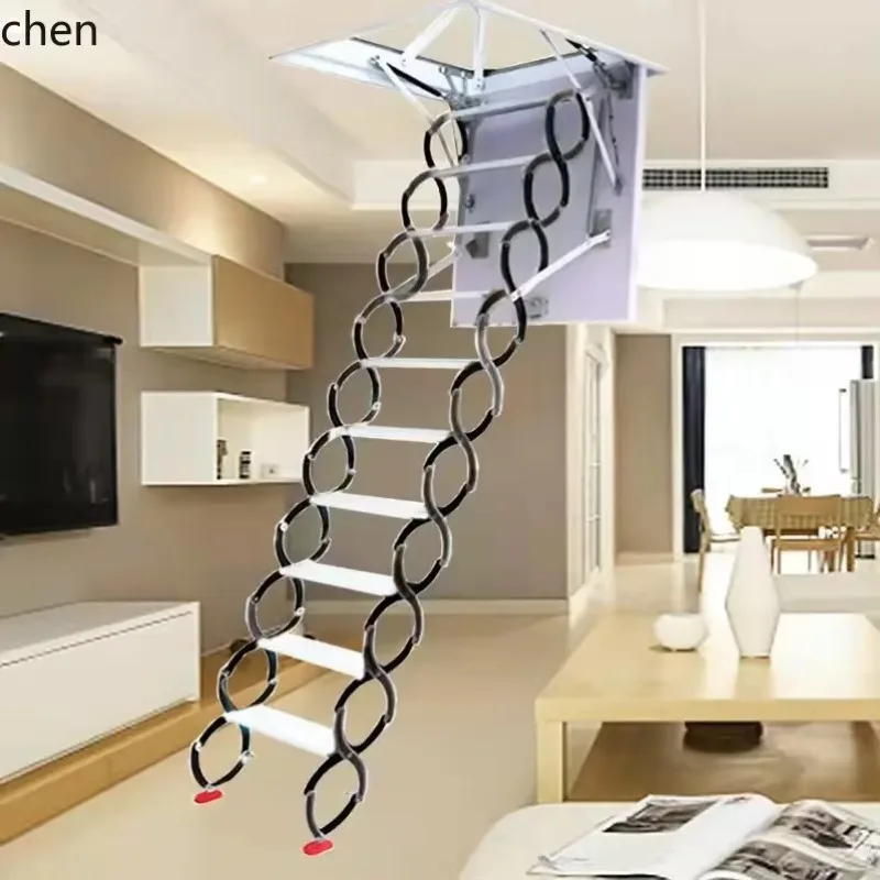 JX-29 Electric Telescopic Staircase Household Invisible Forging Thickened Storage Titanium Magnesium Alloy Staircase