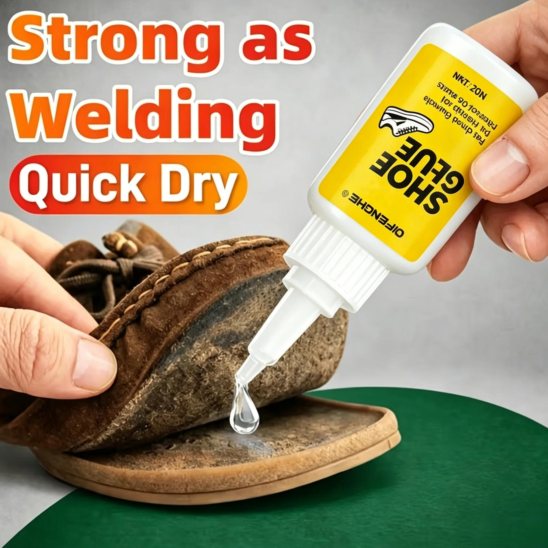 Shoe Glue Instant Strong Adhesive, Waterproof Fast-Drying Sole Repair Glue for Sneakers, Boots, Rubber & Leather Footwear Fix