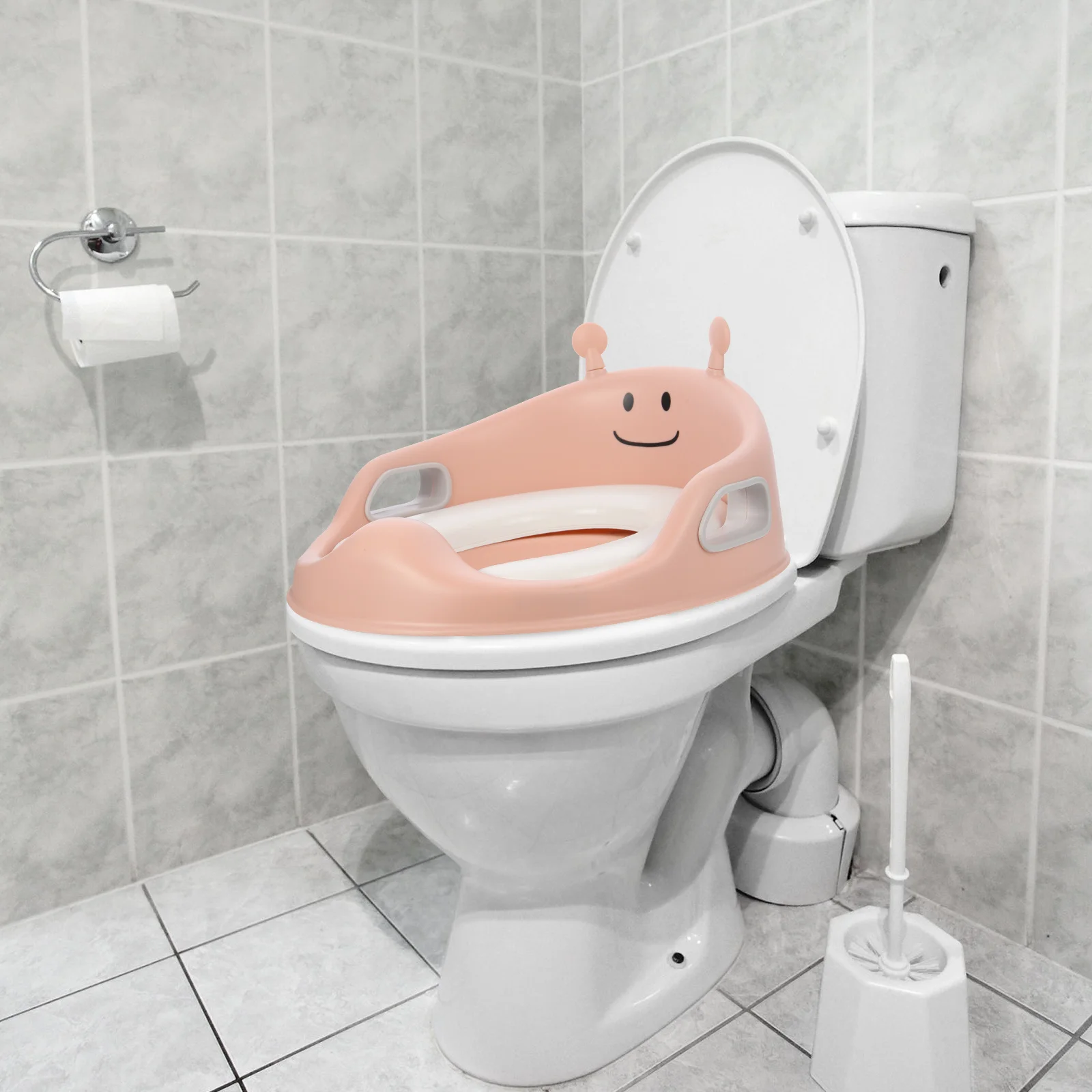 

Kids Toilet Training Seat Baby Potty Seat for Toddler with Handles Ergonomic Back Support Portable Home Bathroom