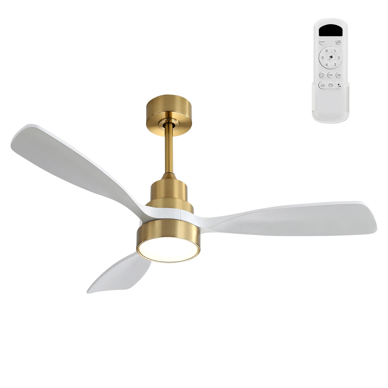 

48 Inch Indoor Wood Ceiling Fan with Light, 3 Solid Wood Blades, Remote Control, Reversible DC Motor for Living Room