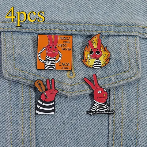 1 Set Humor Comedy Movies Character Enamel Pins Brooch Red Eared Animals Badge Backpack Lapel Pin Accessories Gift for Friends