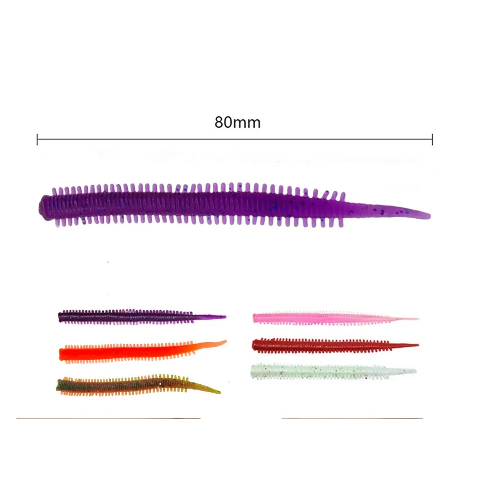 Swolfy 30PCS Soft Earthworm Fishing Lure 80mm 0.75g Soft Worm Jig Fish Wobbler Fishing Bait Artificial Soft Baits worm lure